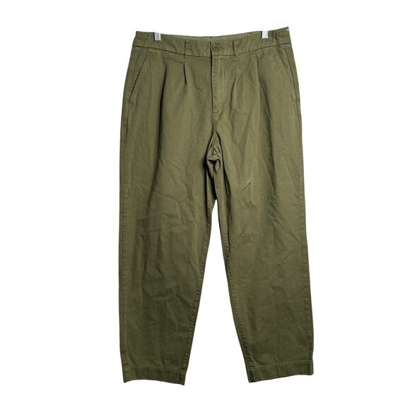 AYR The Metropolitan Cropped Pleated Twill Pants Green Size 10 - Picture 2 of 7